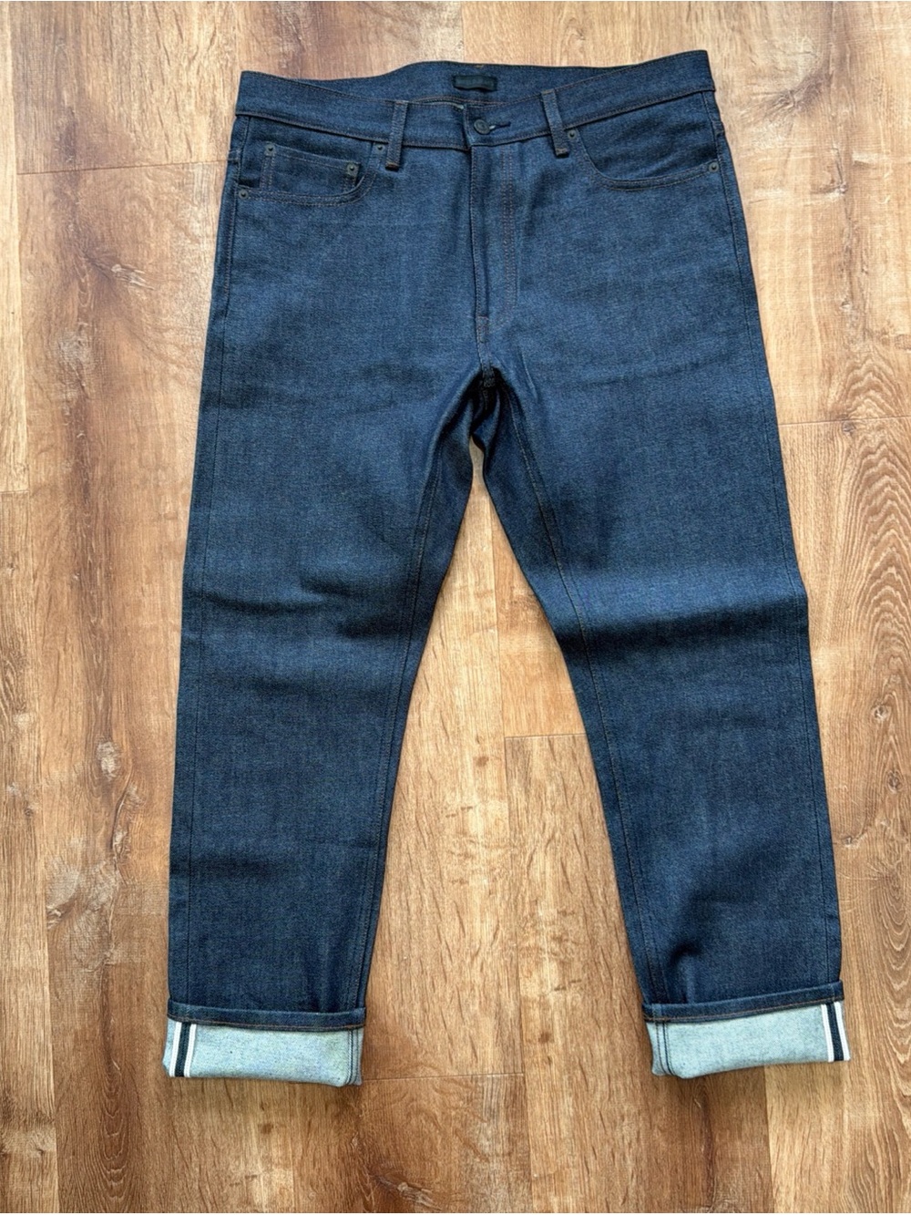Uniqlo Selvedge Jeans Mens 34x32 (fits 36x30) Slim Straight Blue Kaihara Denim